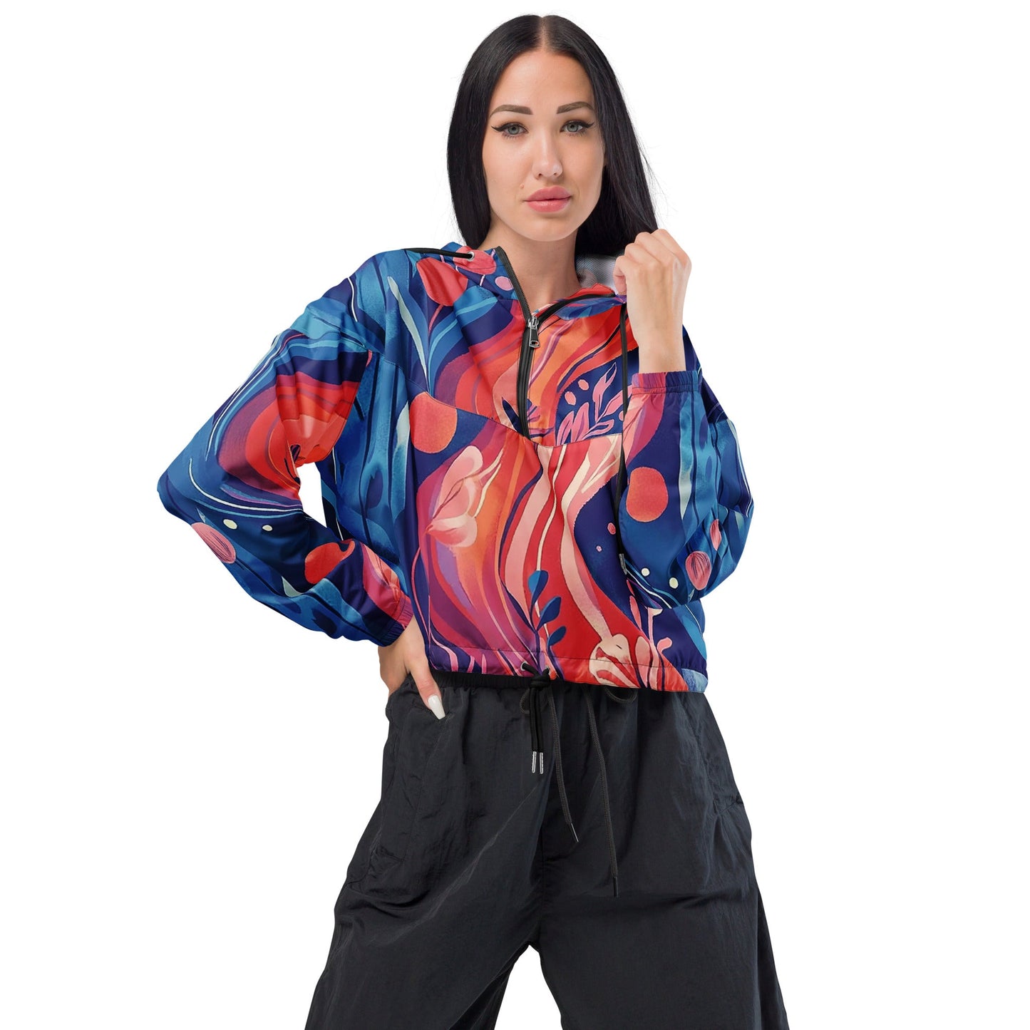 Underwater Garden - Women’s cropped windbreaker - Art Xtyle