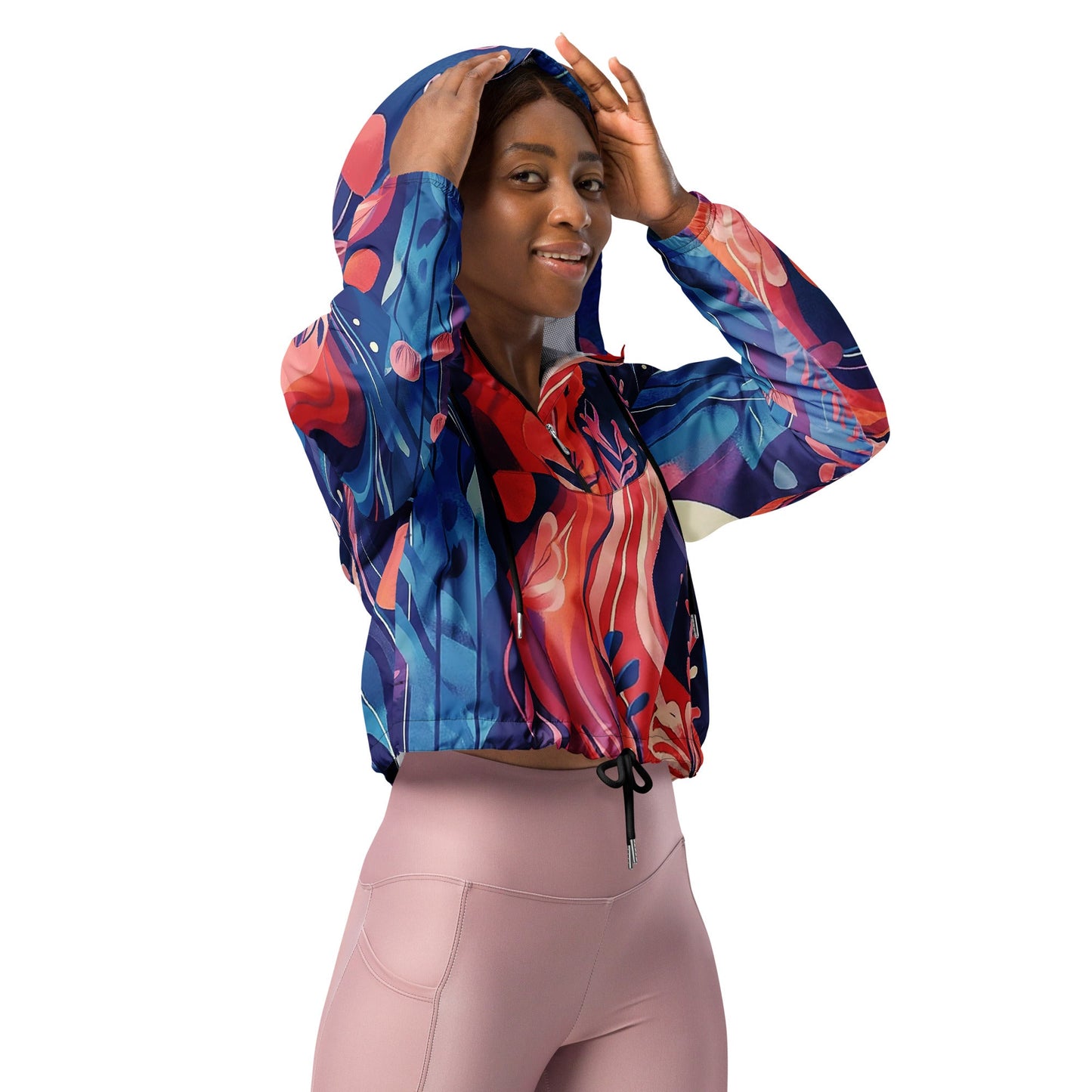 Underwater Garden - Women’s cropped windbreaker - Art Xtyle