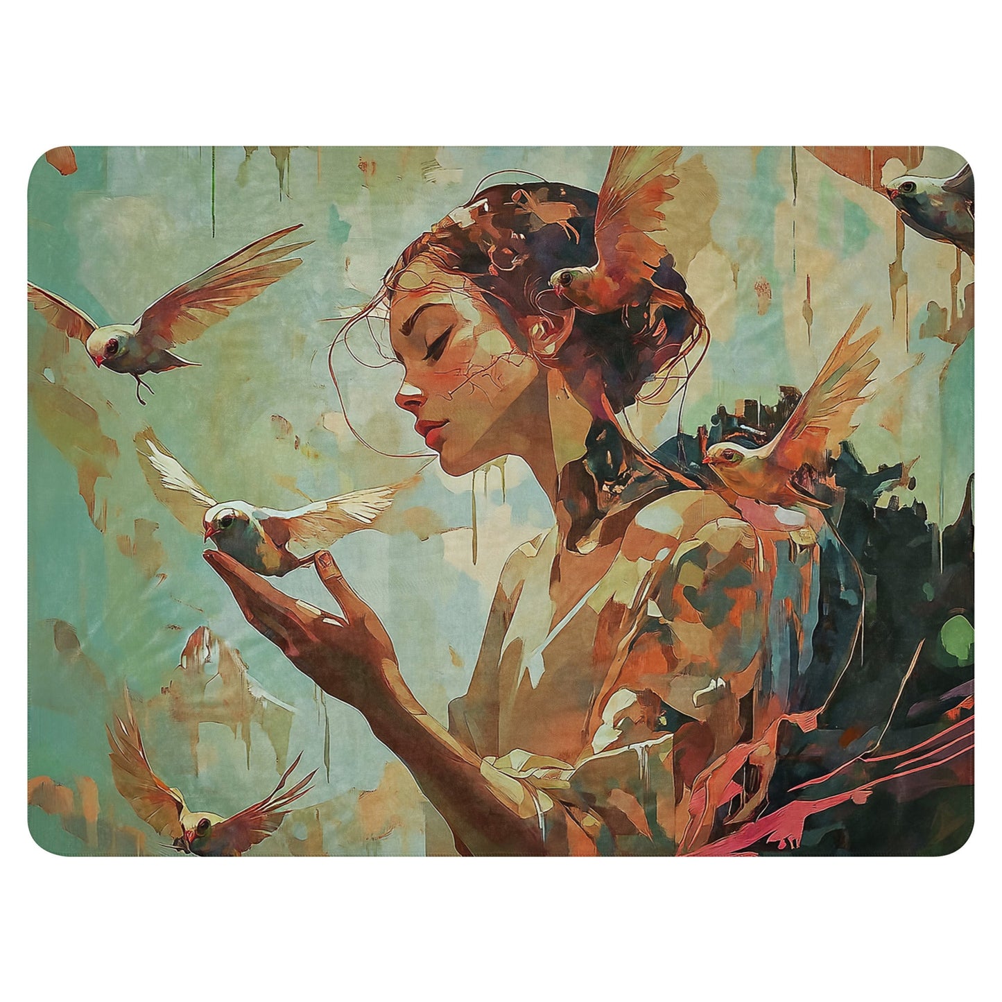 Strokes of Serenity - Sherpa blanket - Art Xtyle